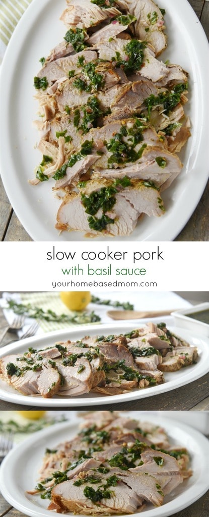 slow cooker pork with basil sauce