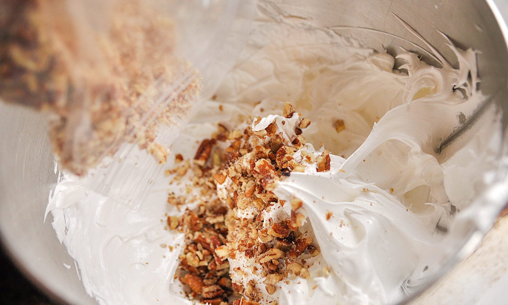 adding nuts to meringue