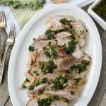 slow cooker pork with basil sauce