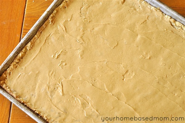 peanut butter bars in a jelly pan