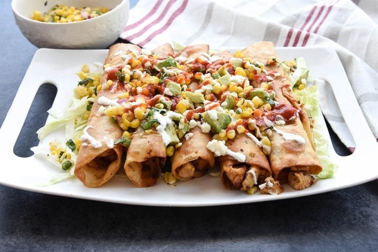 Chicken Flautas with fresh corn salsa Your Homebased Mom