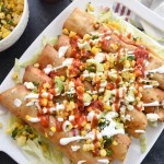 Chicken Flautas with corn salsa from Your Homebasedmom