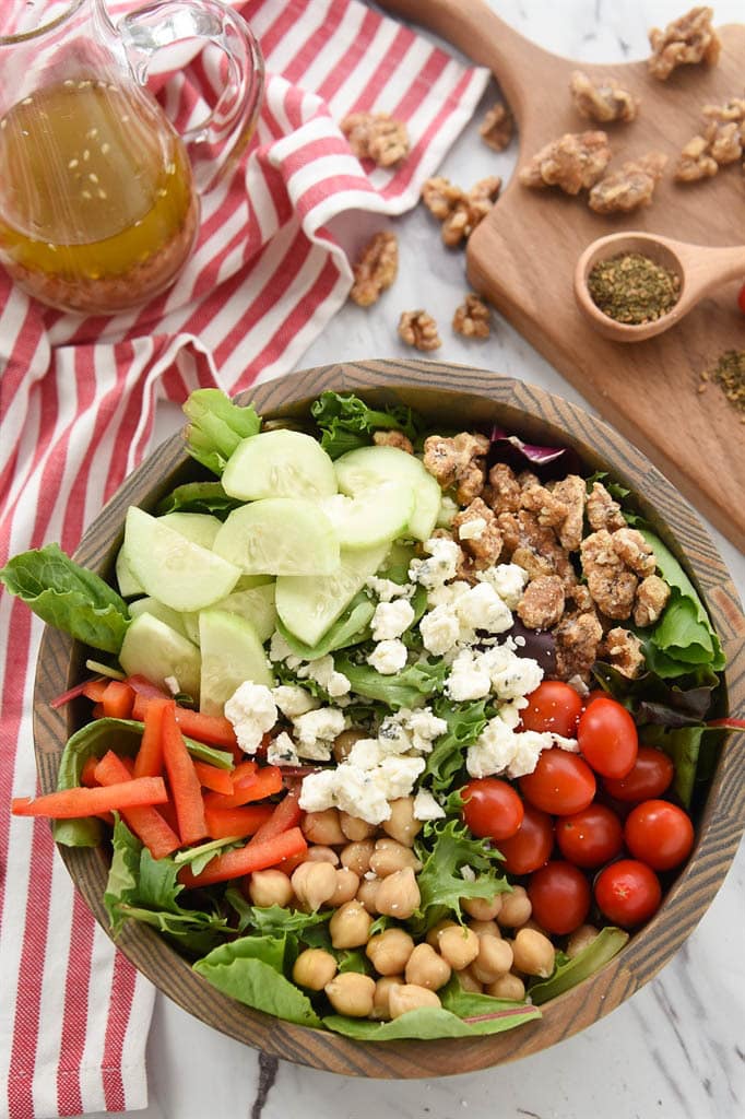 Mediterranean Salad with Za'atar Spiced Walnuts