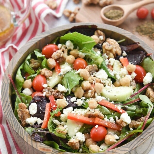 Mediterranean Salad with Za'atar Spiced Walnuts