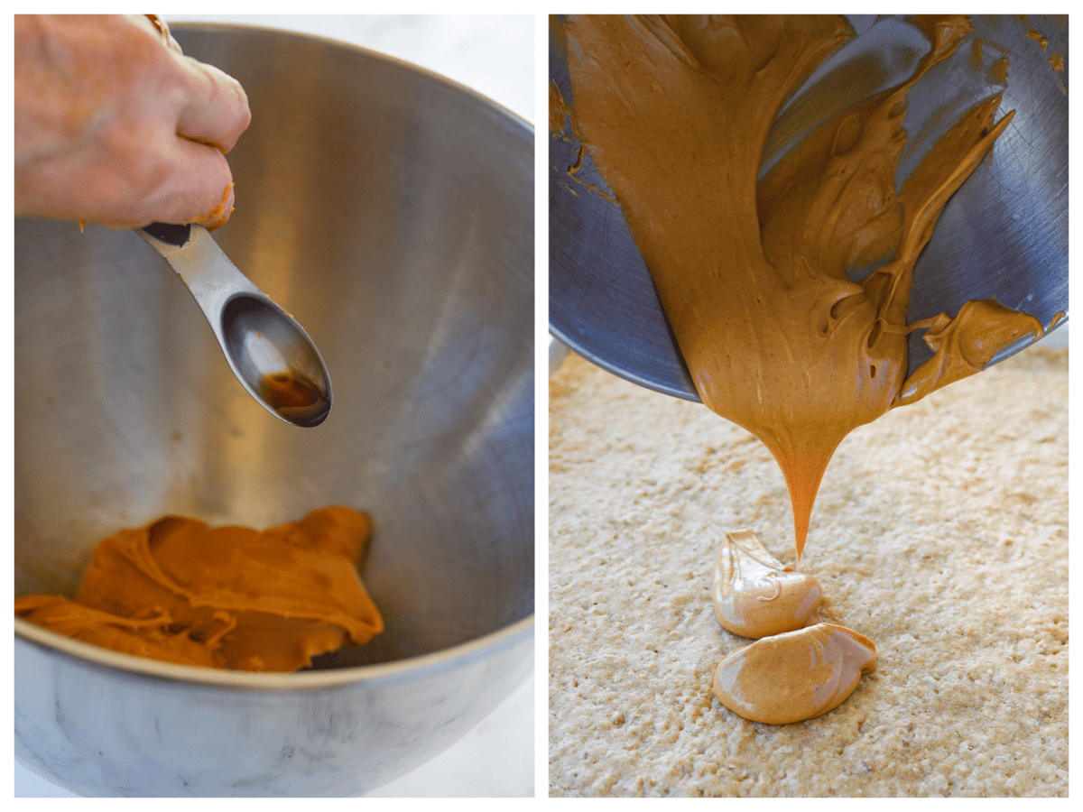 mixing peanut butter layer together
