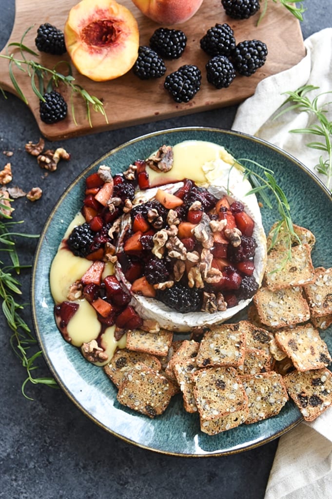 Baked Brie with Fruit and Toasted Walnuts