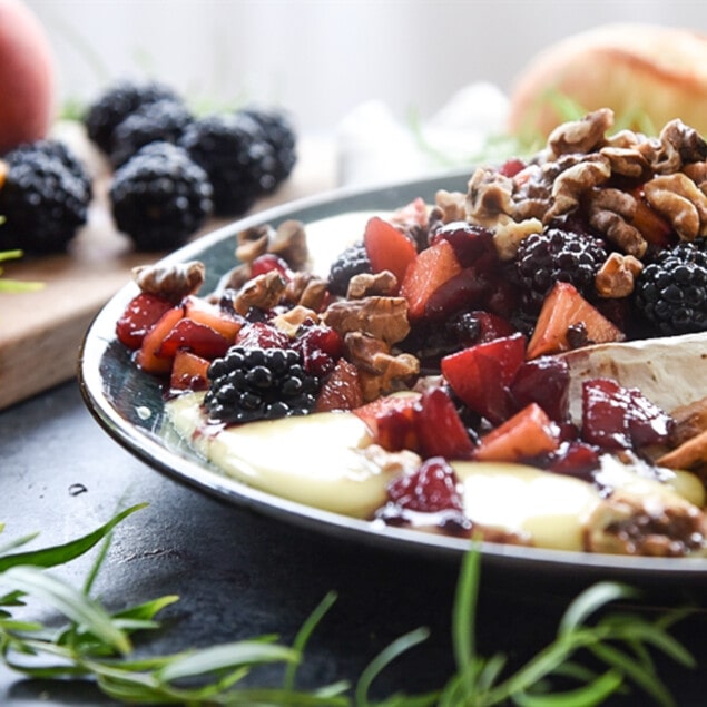 Baked Brie with Fruit and Toasted Walnuts