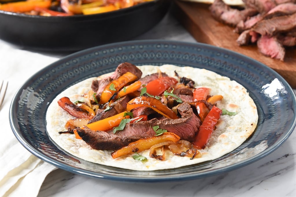 Flat Iron Steak Fajitas and peppers