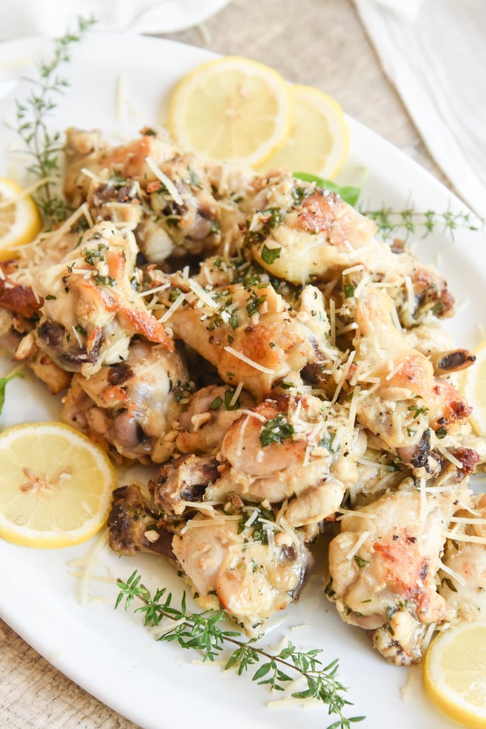 plate of lemon garlic chicken wings
