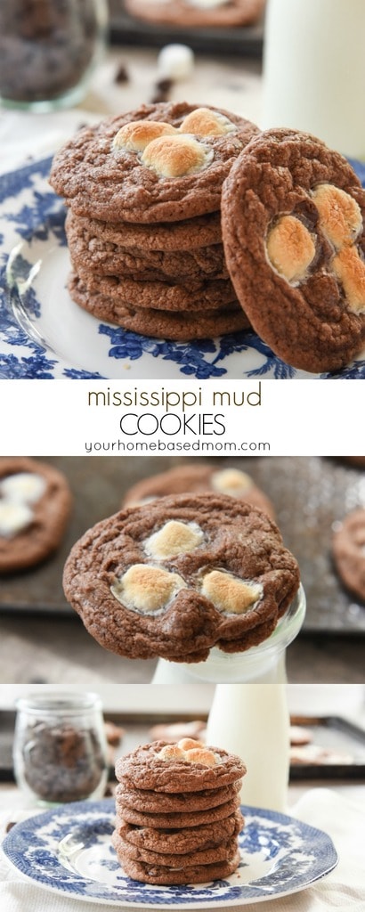 Mississippi Mud Cookies are a variation of the ever popular Mississippi Mud Pie. You've got the chewy chocolate and the gooey marshmallow.