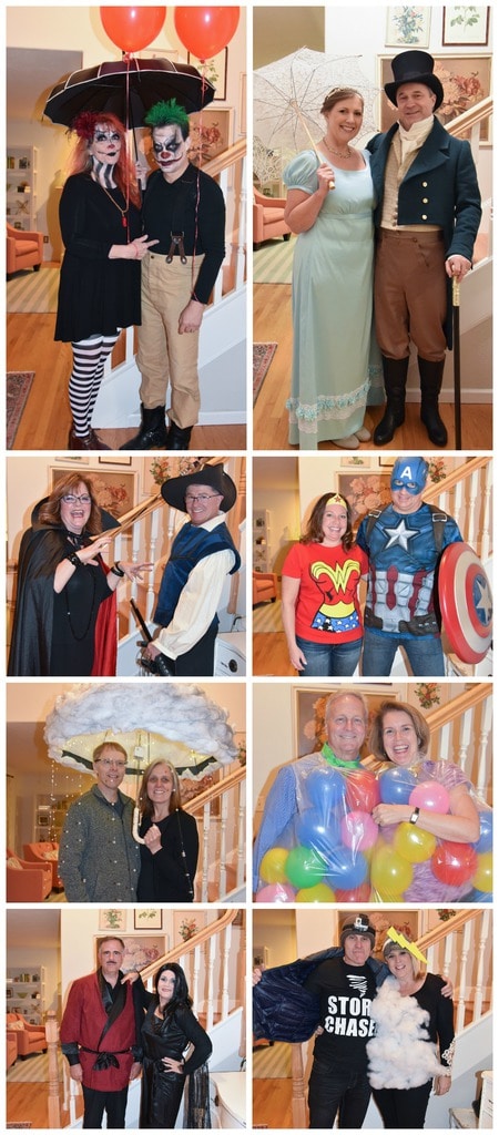 couples halloween party guests