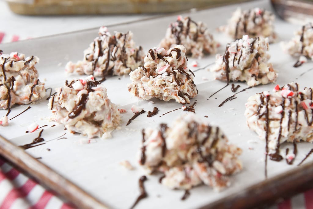 White Chocolate Peppermint Pretzel Drops