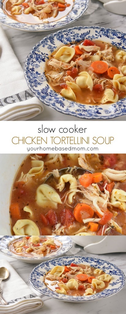 Slow Cooker Chicken Tortellini Soup warms you up on a cold night!