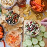 snack board of hummus