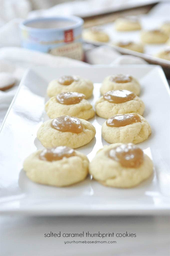 Salted Caramel Thumbprint Cookies are a fun variation on a classic cookie. The salted caramel takes them over the top!