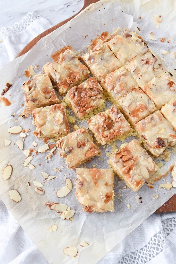 overhead shot of almond bars