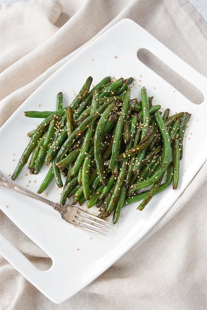 green beans in a serving platter