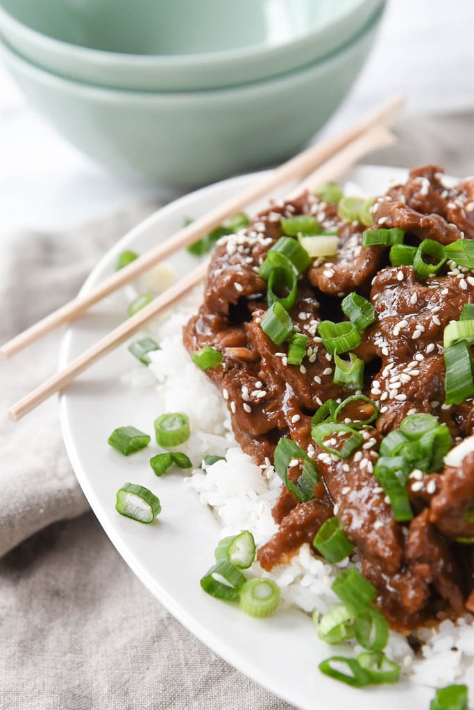 Instant Pot Mongolian Beef with rice and scallions