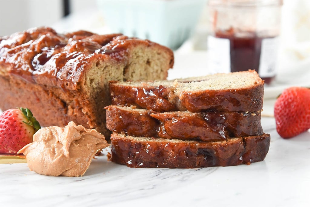 Peanut BUtter and Jelly Banana Bread