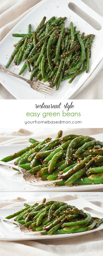 These restaurant style easy green beans are the favorite vegetable at our house. We make them over and over again!