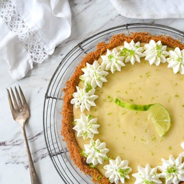 overhead shot of key lime pie