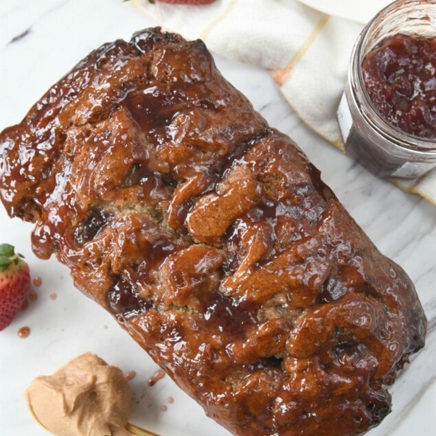 Peanut BUtter and Jelly Banana Bread