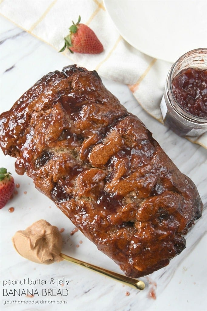 Peanut BUtter and Jelly Banana Bread