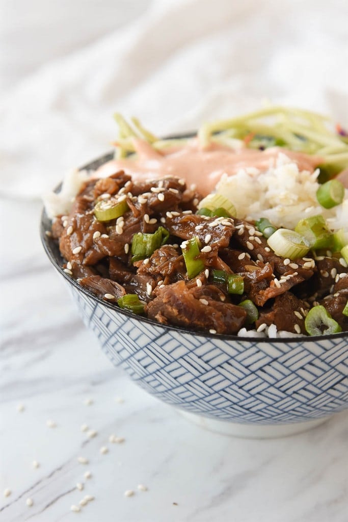Instant Pot Korean BBQ Beef Bowl with Yum Yum Sauce