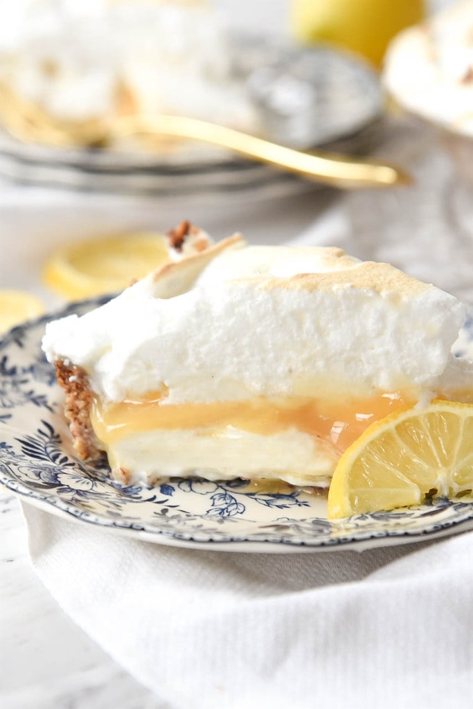 slice of lemon meringue ice cream pie on a plate