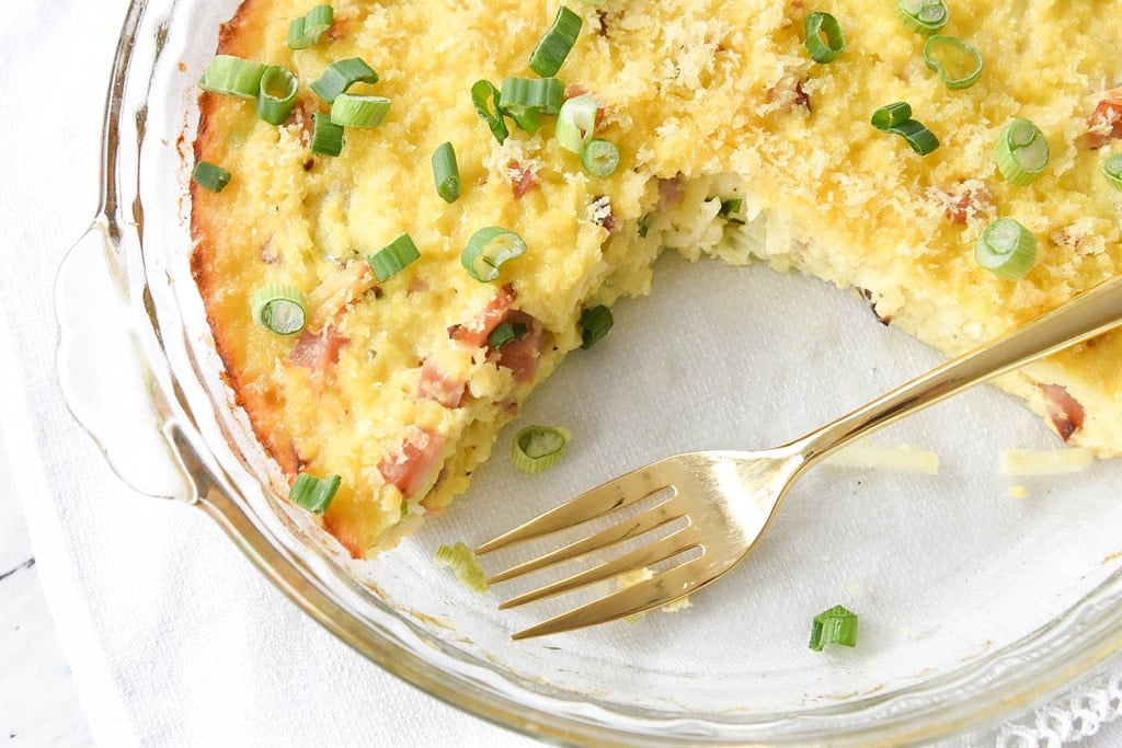 Overnight Breakfast Casserole with leftover ham 