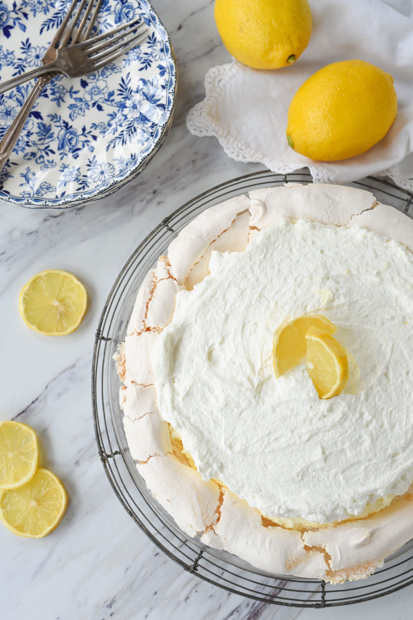 overhead shot of lemon pie