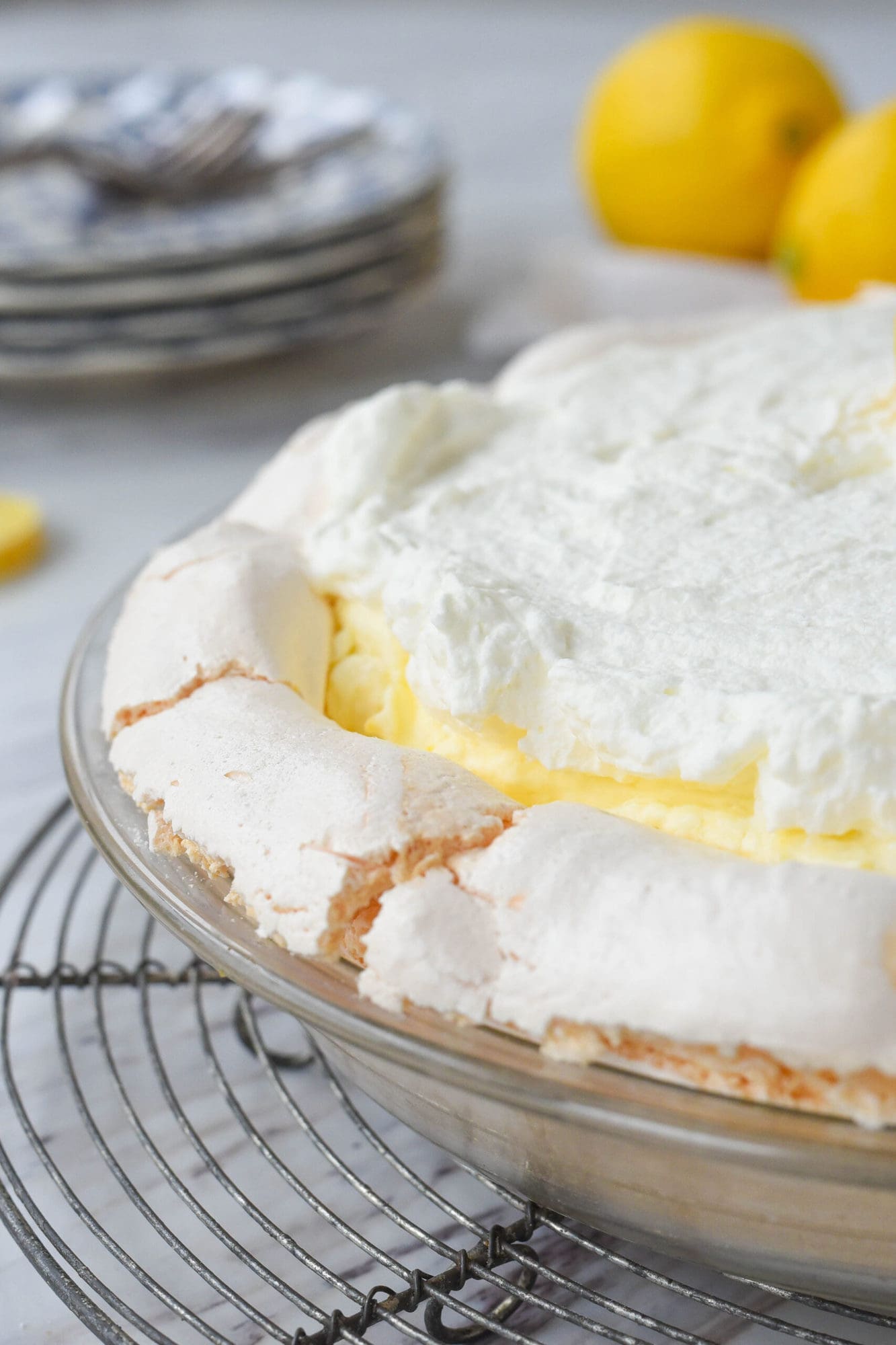 side view of lemon pie