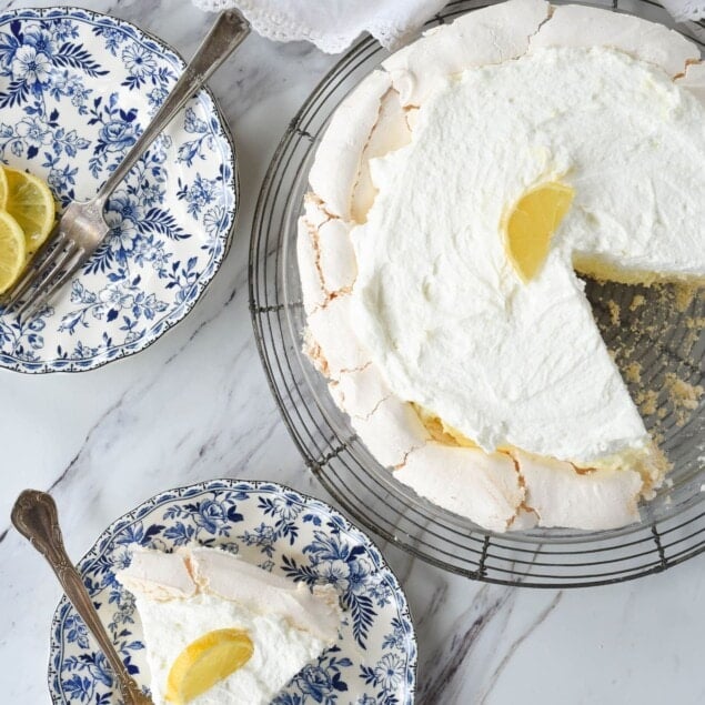 slice of lemon angel pie