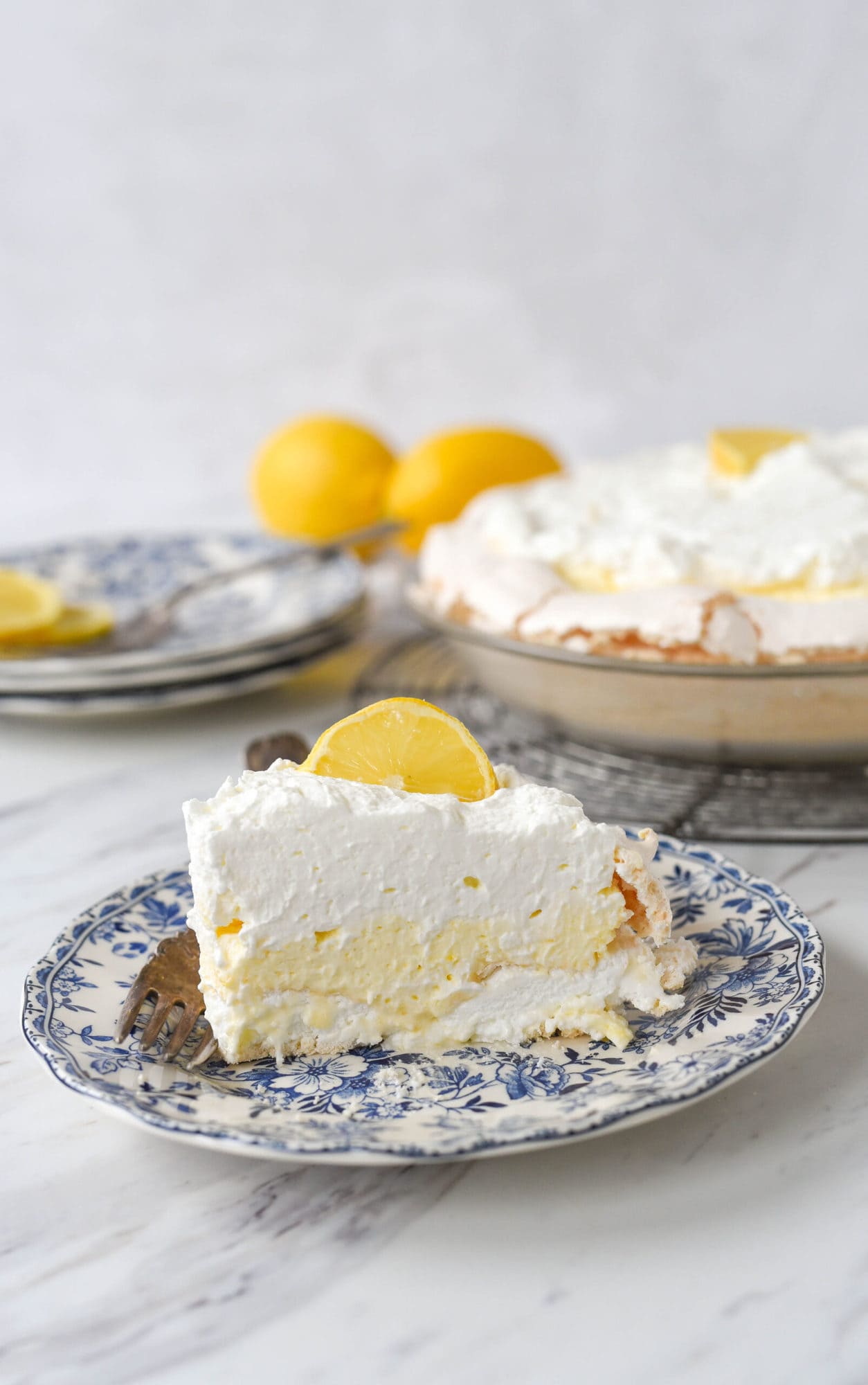 slice of lemon angel pie