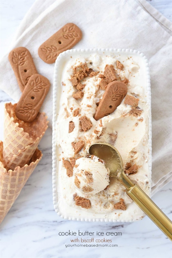 Homemade Cookie Butter Ice Cream with Biscoff Cookies