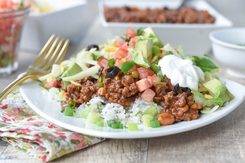 Mexican Haystacks on a dinner table