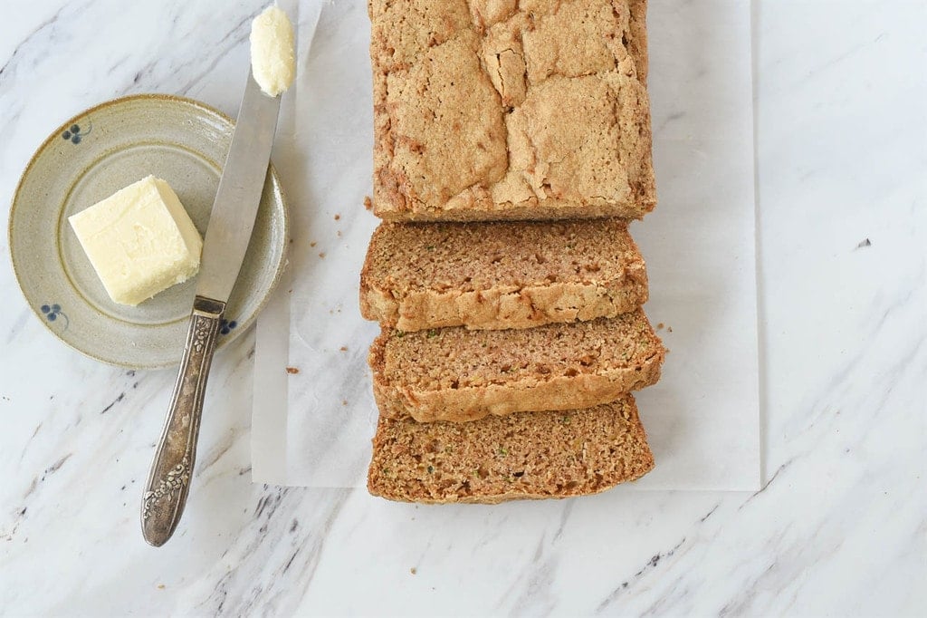 Sliced zucchini bread