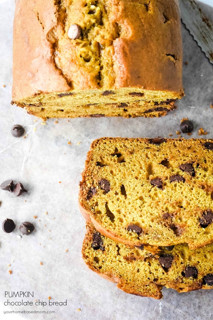 sliced pumpkin Chocolate Chip Bread