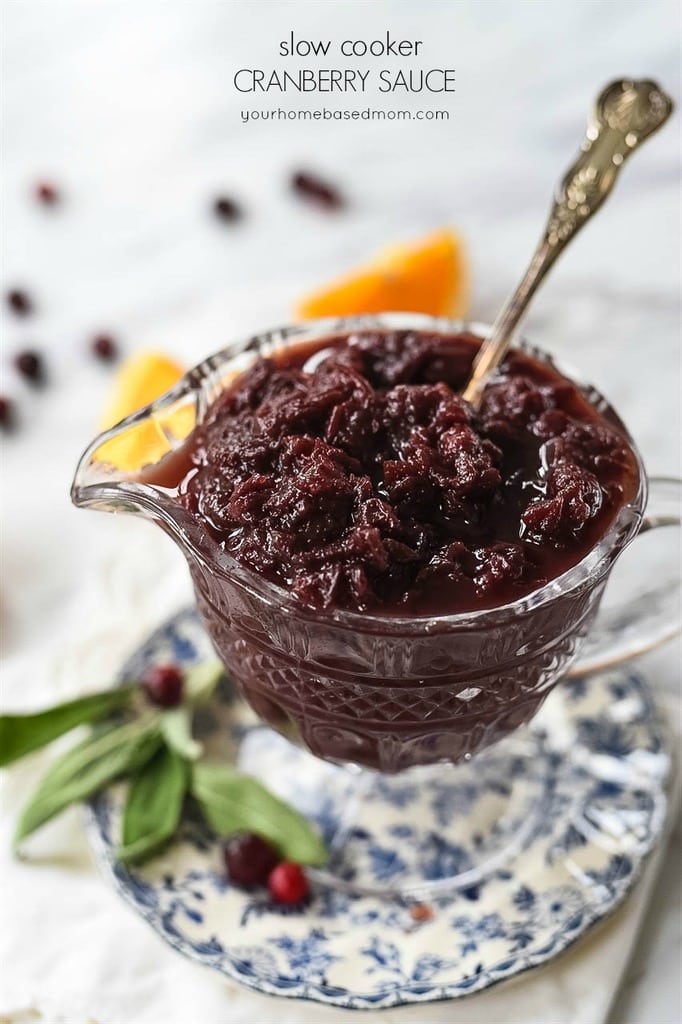 cranberry sauce in a glass dish