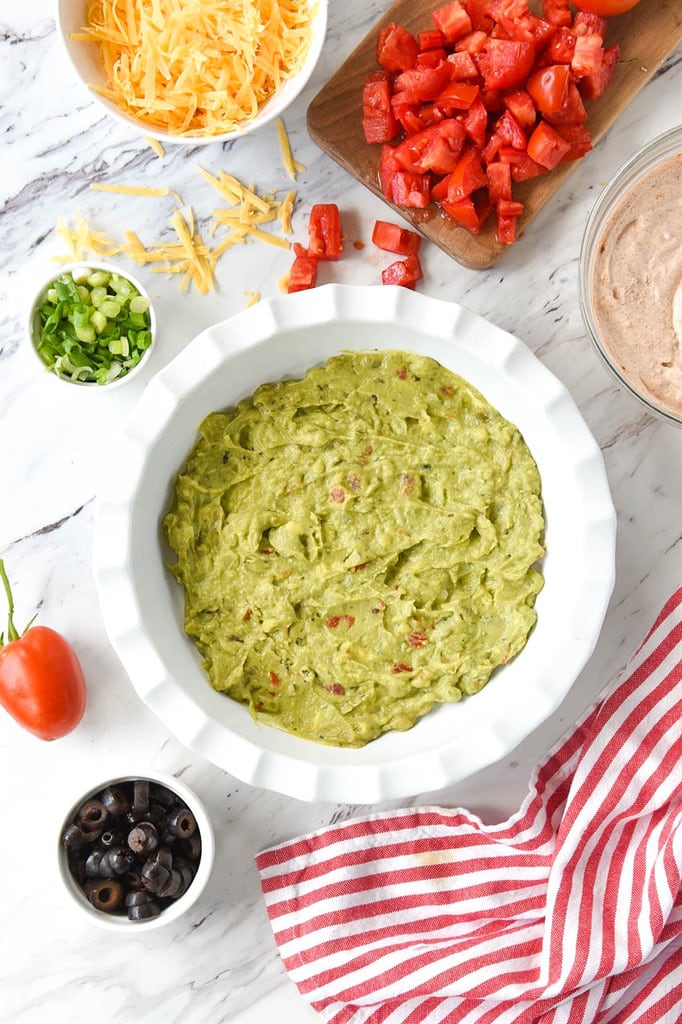 Guacamole layer of seven layer dip