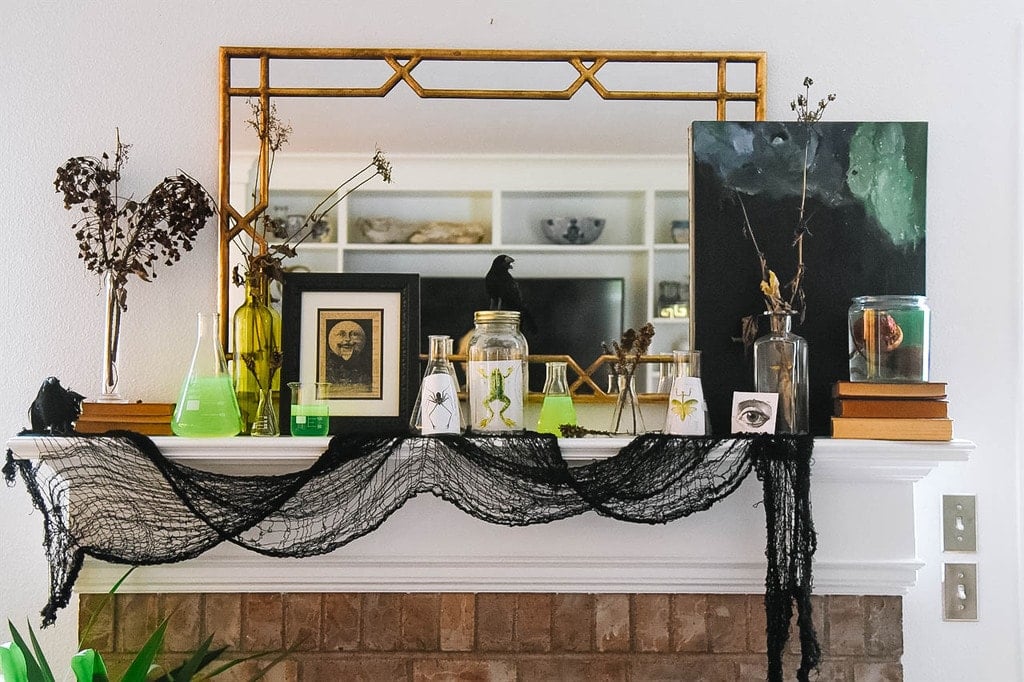 Mad Scientist Halloween Mantel