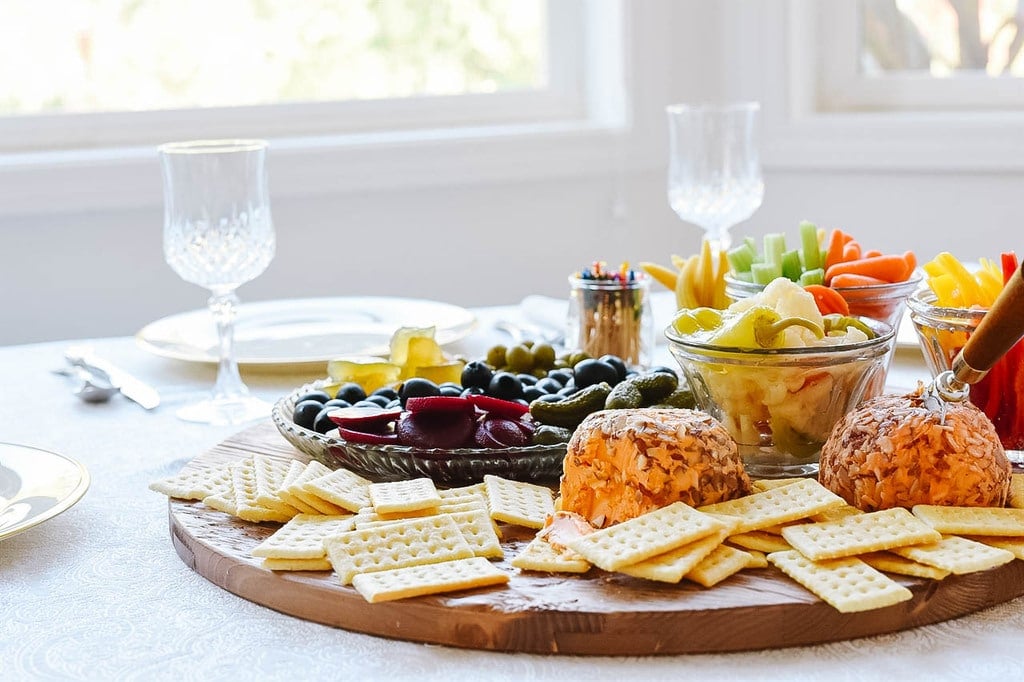 deluxe Relish Tray served on a cutting board