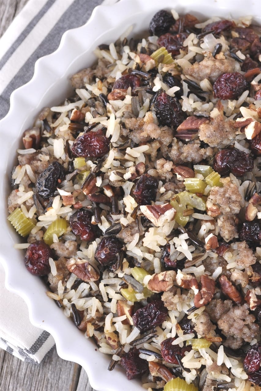 Wild Rice Stuffing with Sausage {Gluten Free Stuffing} Leigh Anne Wilkes