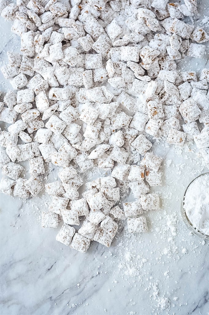 Cookie Butter Puppy Chow cooling