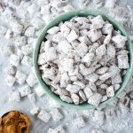 overhead shot of a bowl of puppy chow