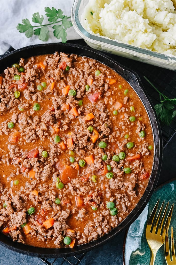 Shepherd's Pie in cast iron skillet