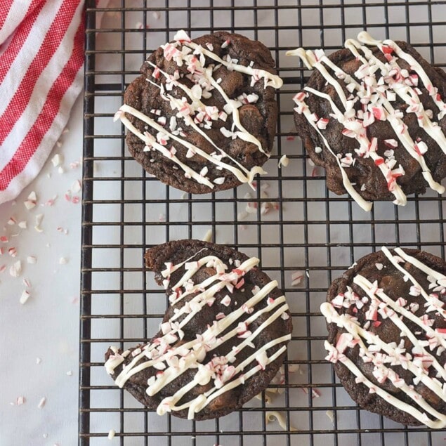 Chocolate candy cane cookies