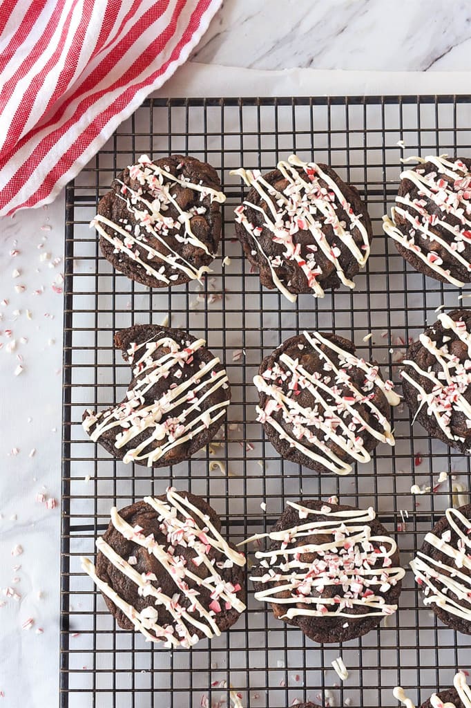 Chocolate candy cane cookies