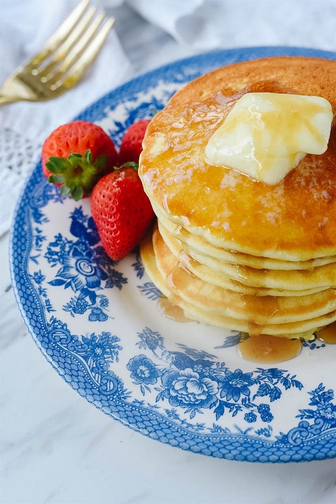 Buttermilk Pancakes and strawberries