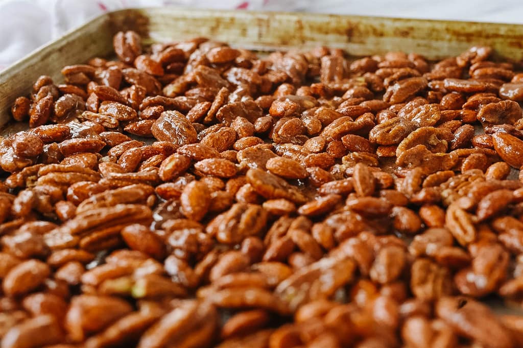 Spiced Nut on a baking sheet